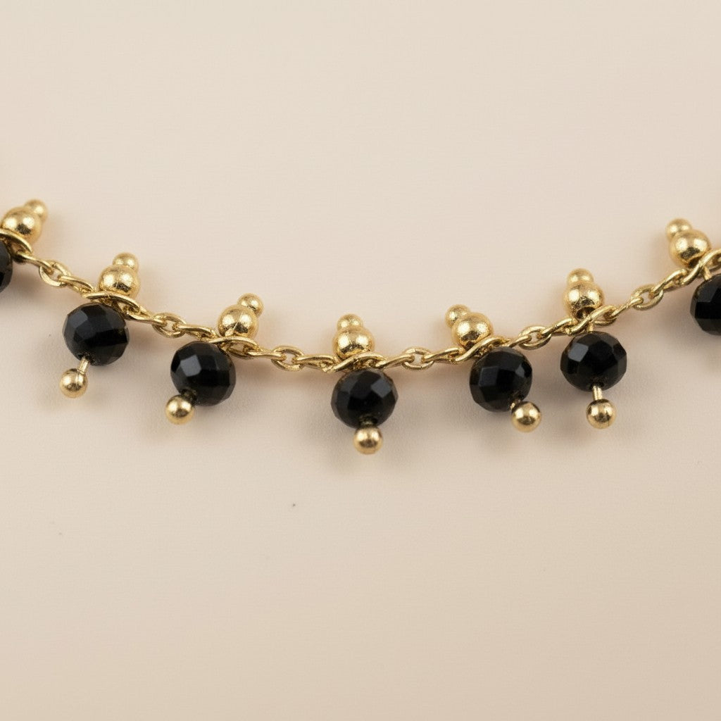 Black Beaded Bracelet for Women - Elegant Statement Jewelry