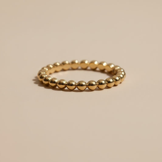 Beaded Stacking Ring - Delicate 1.8mm Stackable Band for Women
