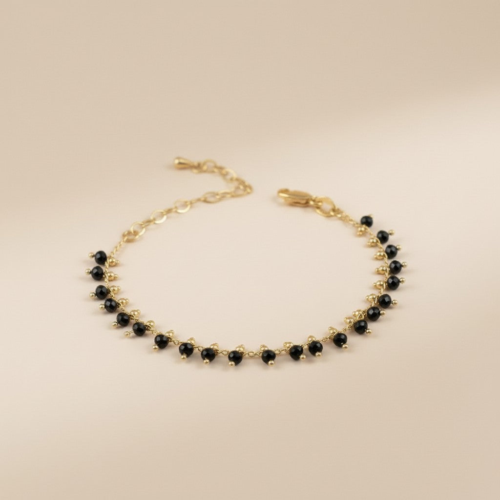 Black Beaded Bracelet for Women - Elegant Statement Jewelry