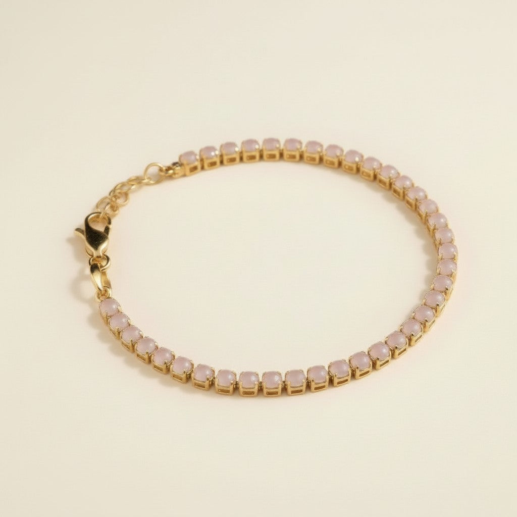 Nude Pink CZ Tennis Bracelet - Adjustable Chain Bracelet