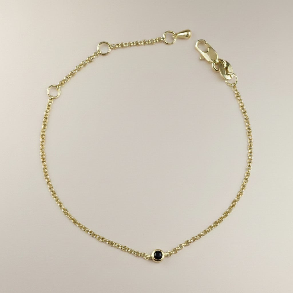 18k Gold Filled Birthstone Bezel Bracelet — Your Color. Your Month. At the Wrist. Always.