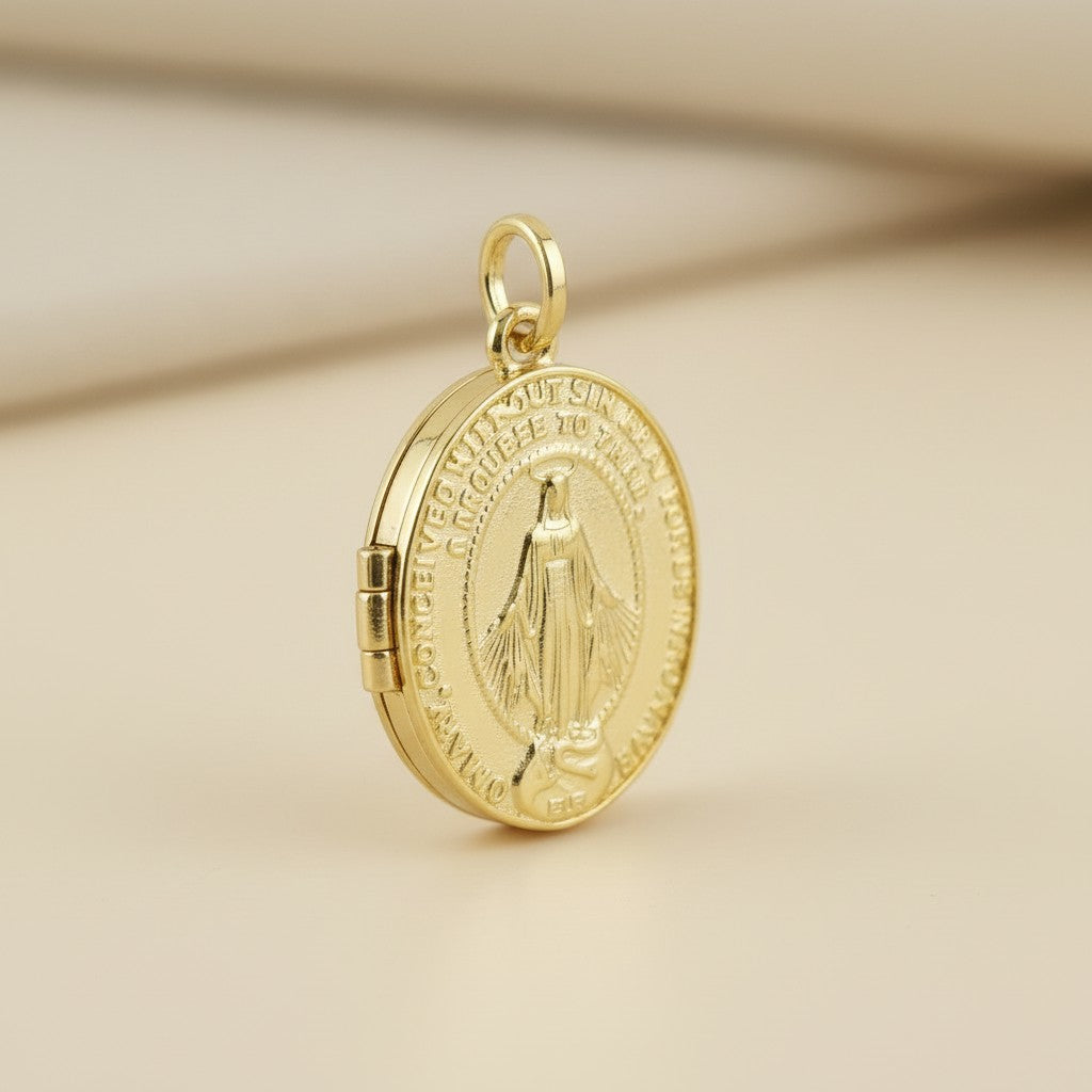 18k Gold Filled Our Lady of Grace Locket Necklace | A Meaningful Keepsake