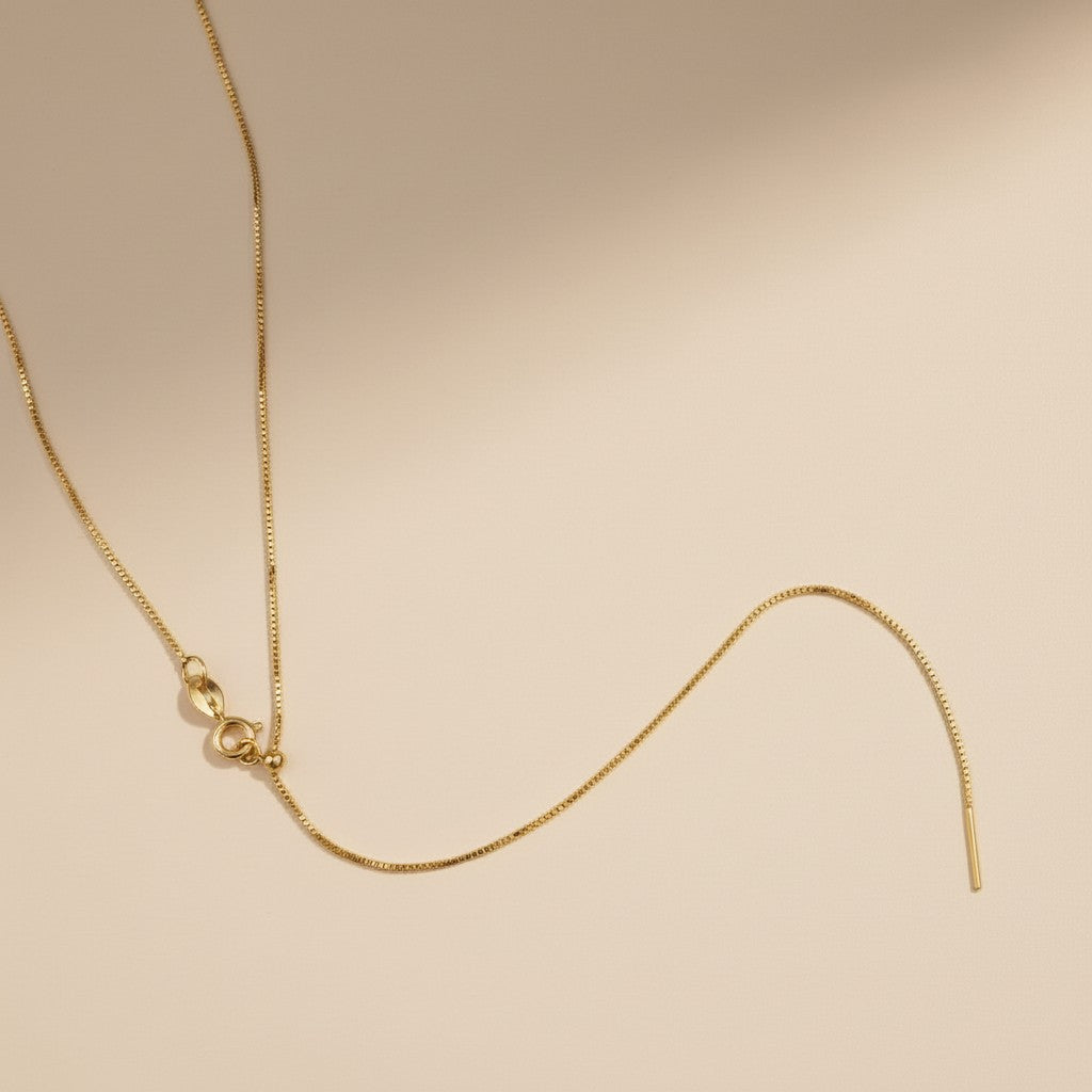 Diamond Cut Box Chain Necklace - Adjustable Length for Women