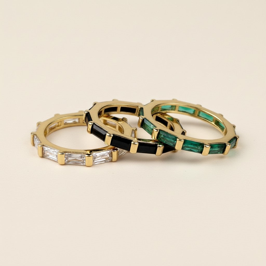Baguette CZ Band Ring - Stackable Wedding Band