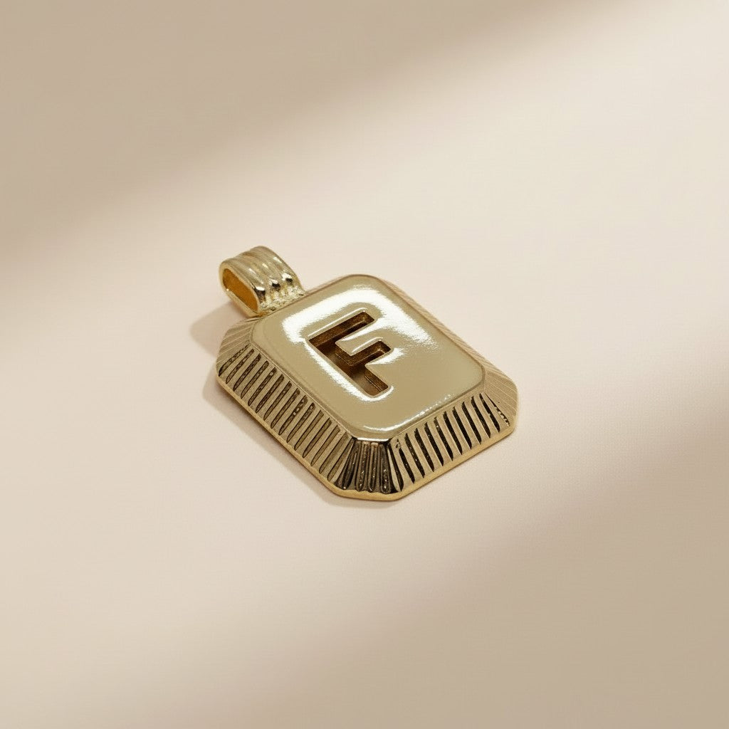 18k Gold Filled Diamond-Cut Initial Pendant — Your Letter. Your Name. Worn in Gold.