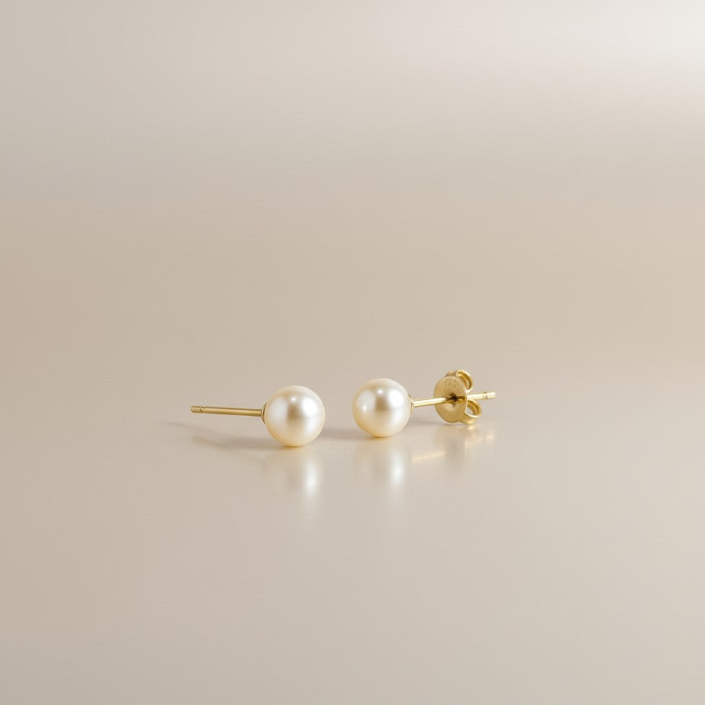 Pearl Stud Earrings for Women - 6mm Korean Pearl Studs
