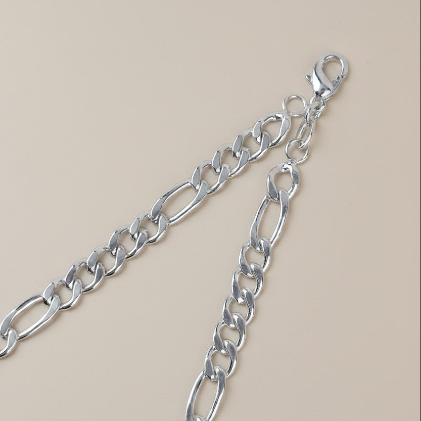 ⛓️ Sterling Silver 4.8mm Figaro 5x1 Chain — Five Links of Texture. One of Grace. Pure Italian Authority.