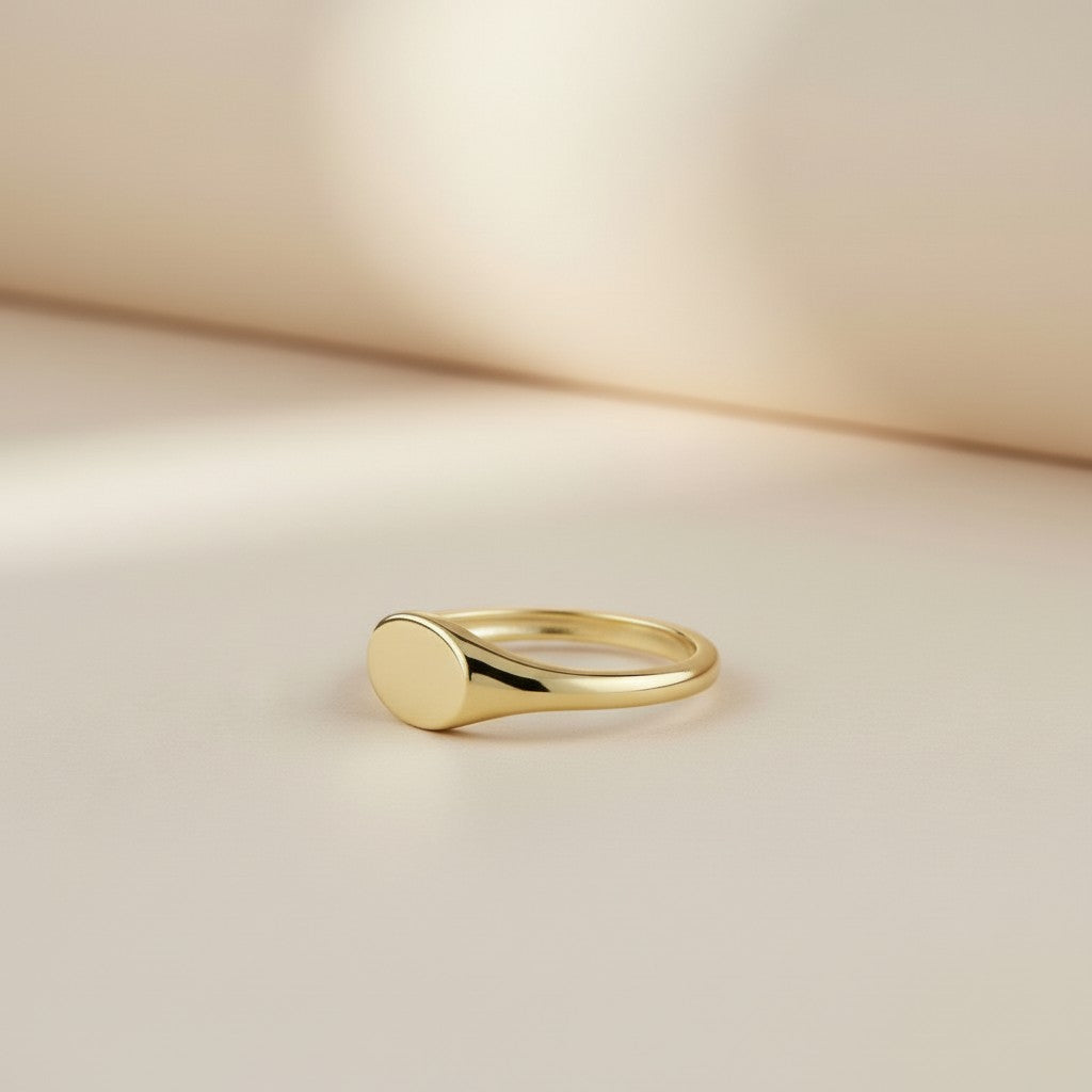 Signet Ring for Women | Classic Minimalist Statement Ring | Engravable Gold Ring