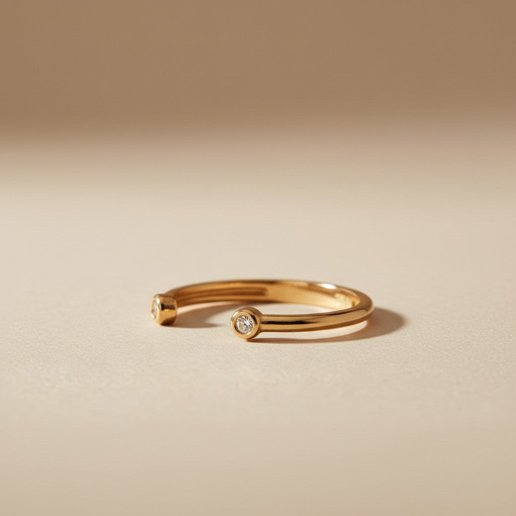Open Ring with CZ - Delicate Stackable Ring for Women