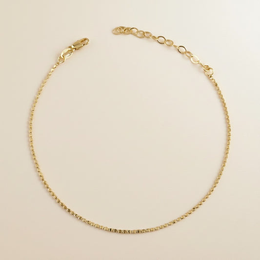 18k Gold Filled Mini Flat Dots Chain Anklet | Dainty Everyday Texture