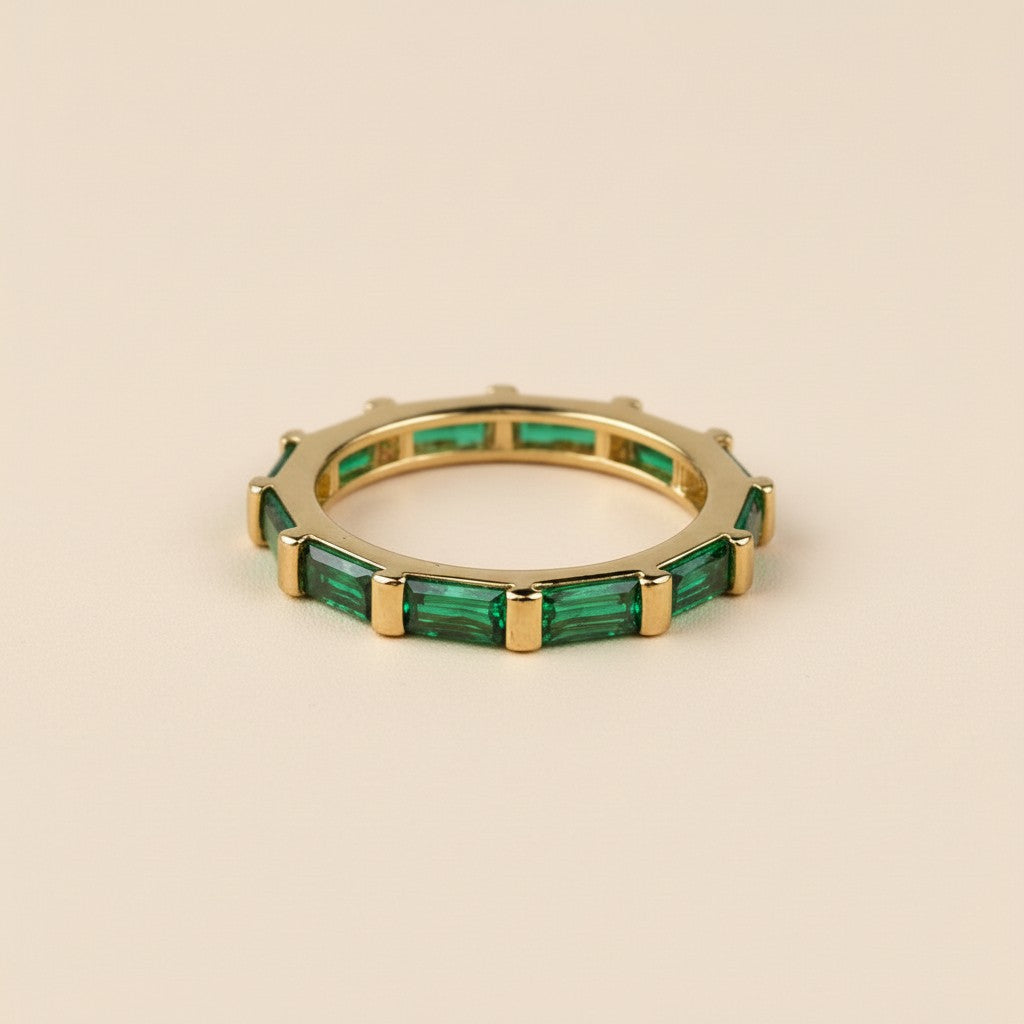 Baguette CZ Band Ring - Stackable Wedding Band