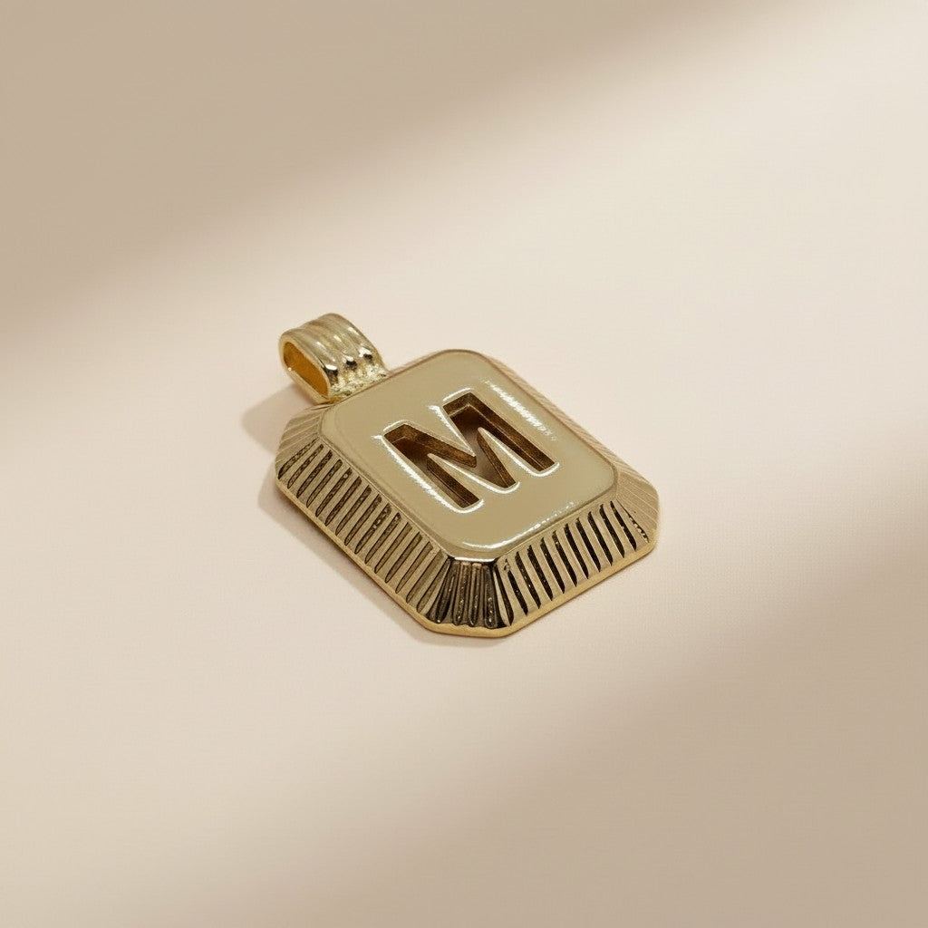 18k Gold Filled Diamond-Cut Initial Pendant — Your Letter. Your Name. Worn in Gold.