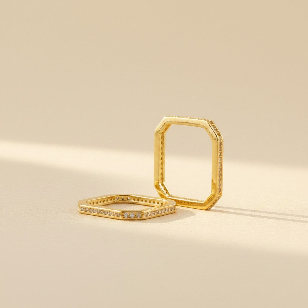 18k Gold Filled Square Ring | Modern Architectural Minimalism