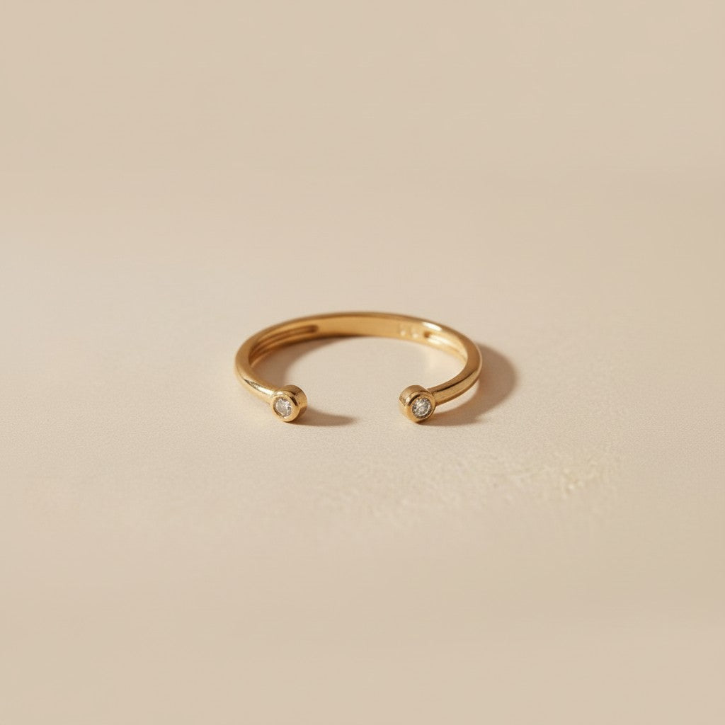 Open Ring with CZ - Delicate Stackable Ring for Women