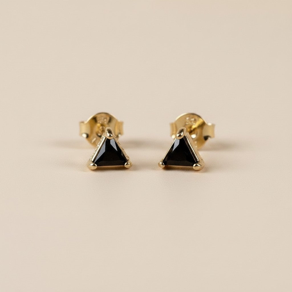 18k Gold Filled Colored CZ Triangle Stud Earrings | Minimalist Pop of Color