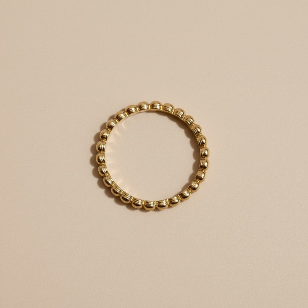Beaded Stacking Ring - Delicate 1.8mm Stackable Band for Women