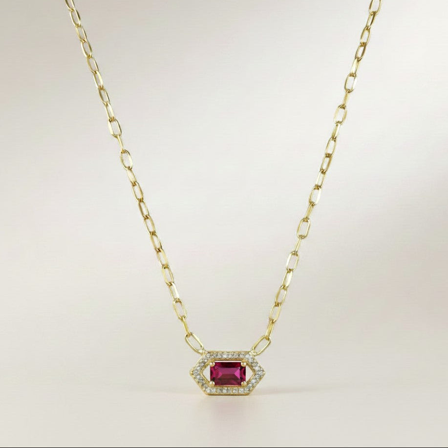 18k Gold Vermeil Birthstone Baguette Necklace — Wear Your Month. Every Single Day.