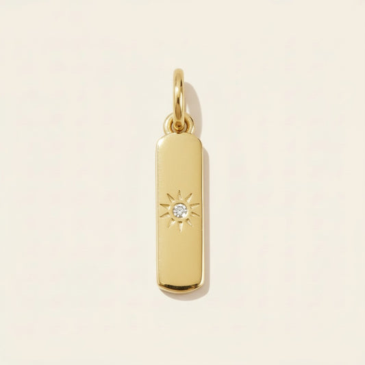 Sun Pendant Charm with CZ Stone - Delicate Layering Jewelry for Women