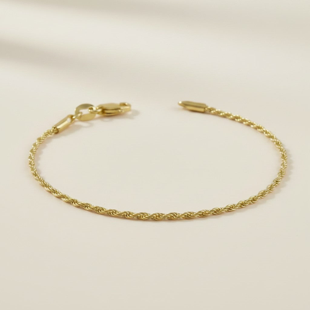 18k Gold Filled 1.7mm Rope Chain Bracelet | The Perfect Companion Piece