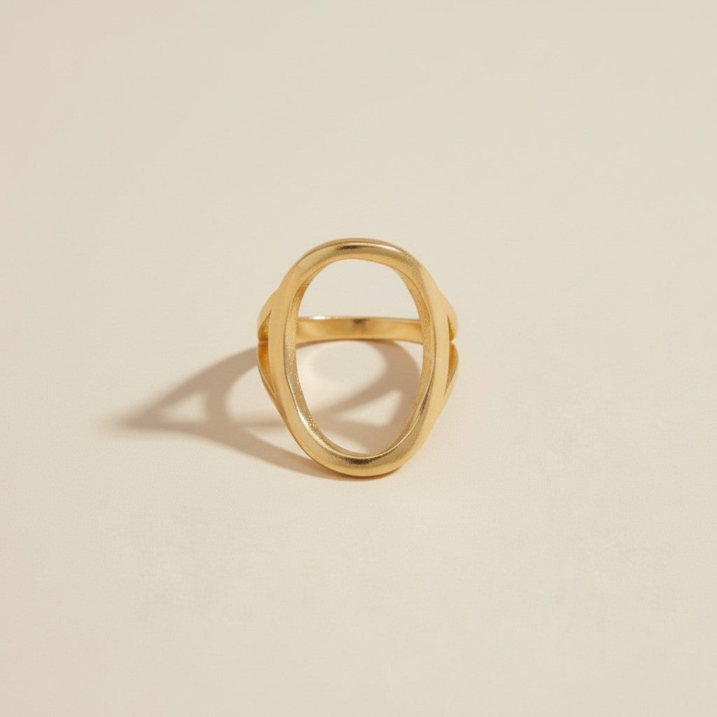 Oval Ring for Women - Geometric Statement Ring | Hypoallergenic Waterproof Jewelry