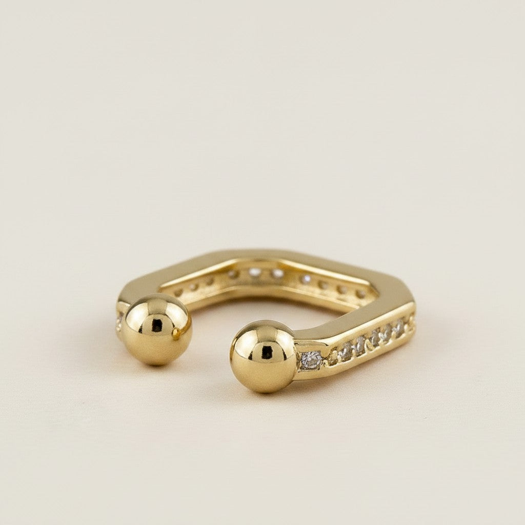 18k Gold Filled Square CZ Ear Cuff | No-Piercing Architectural Edge