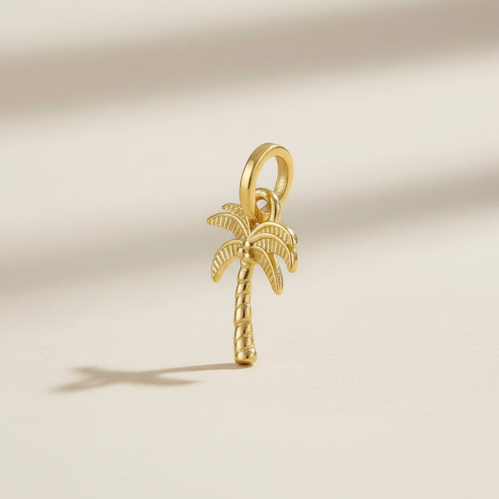 18k Gold Filled Palm Tree Charm — Endless Summer, Right at Your Fingertips