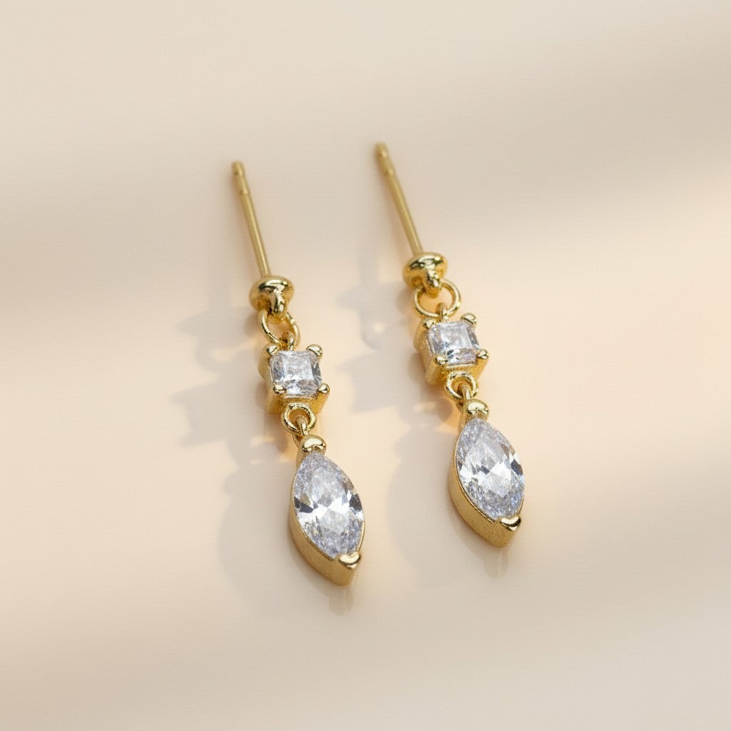 Princess Cut Dangling Earrings | CZ Diamond Drop Earrings | Luxury Statement Earrings for Women