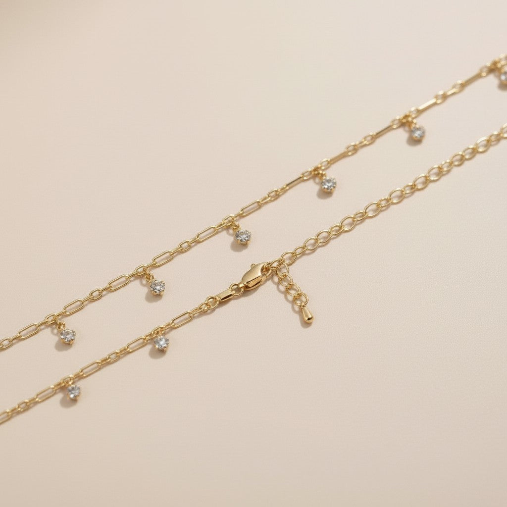 ✨ 18k Gold Filled CZ Paperclip Belly Chain — Modern, Sparkling & Made to Turn Heads