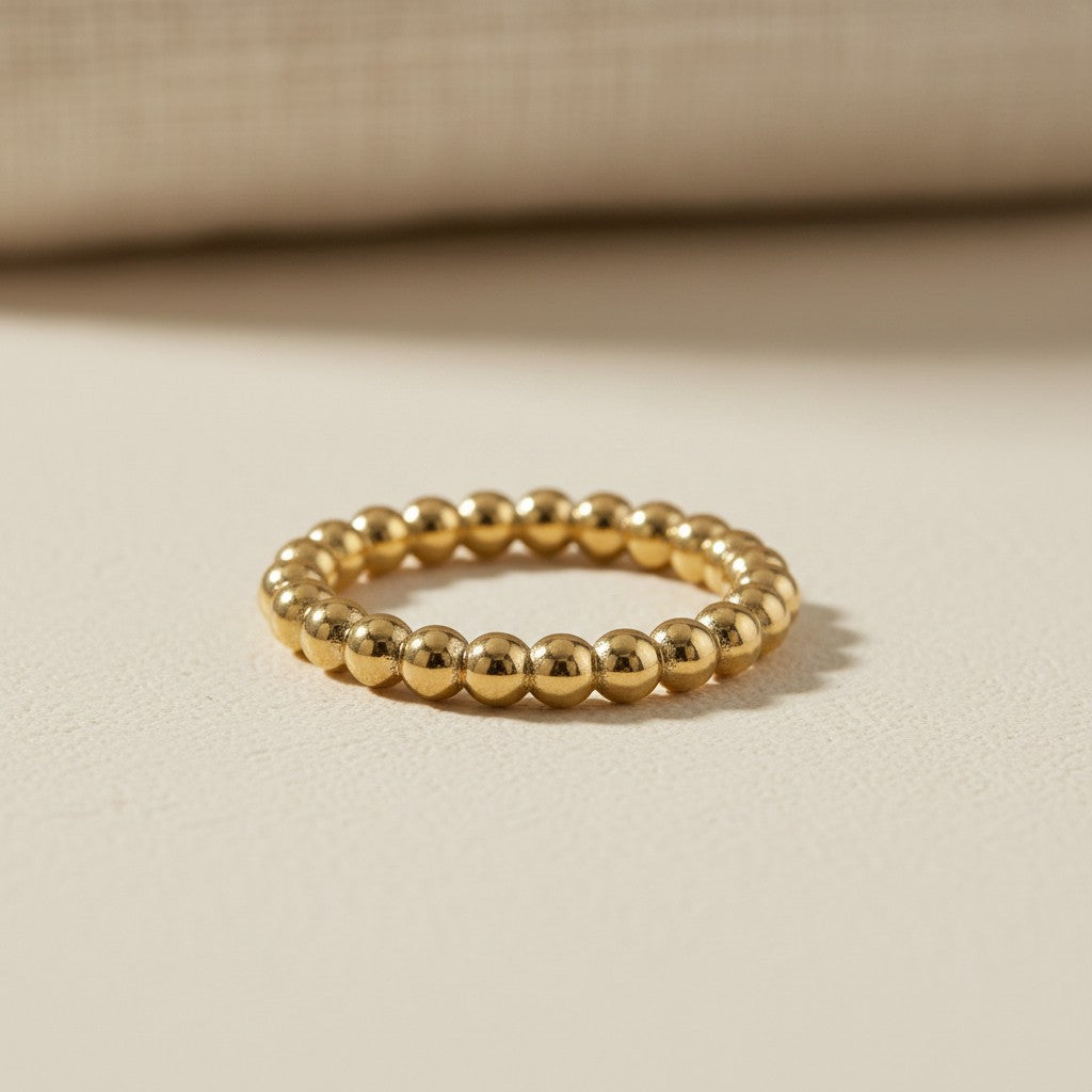 18k Gold Filled 2mm Beaded Band Ring | Minimalist & Charming