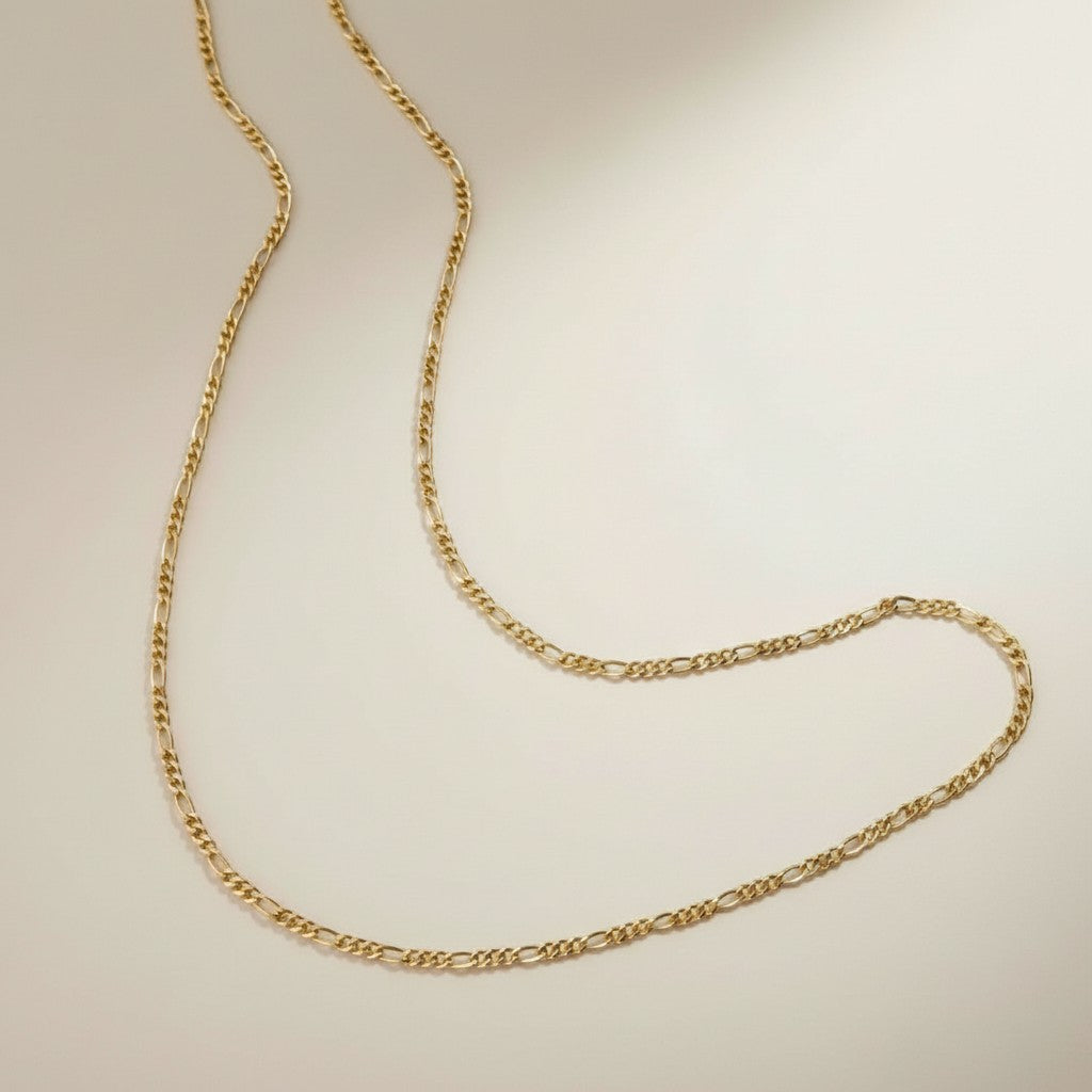 Delicate Figaro Chain Necklace - Thin 1.5mm Chain for Women