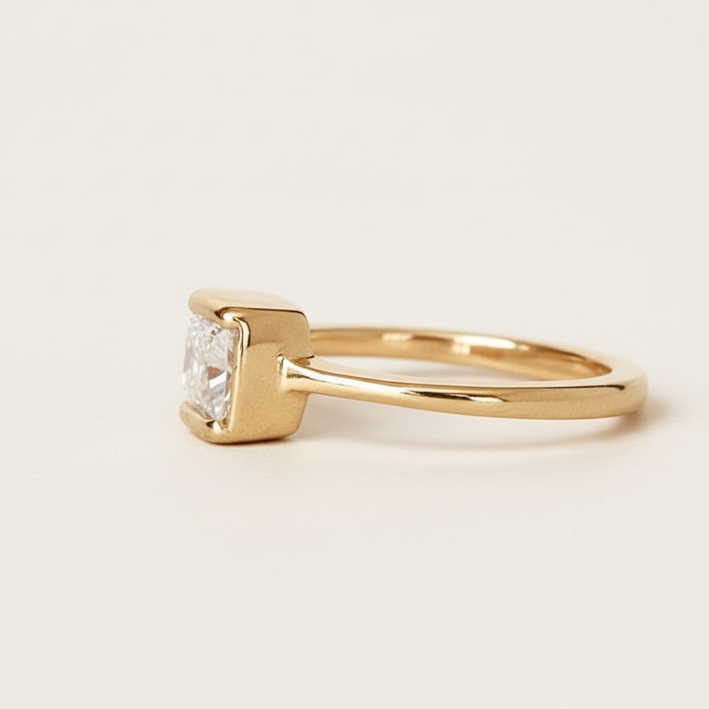 Square Solitaire Ring - Stackable CZ Ring
