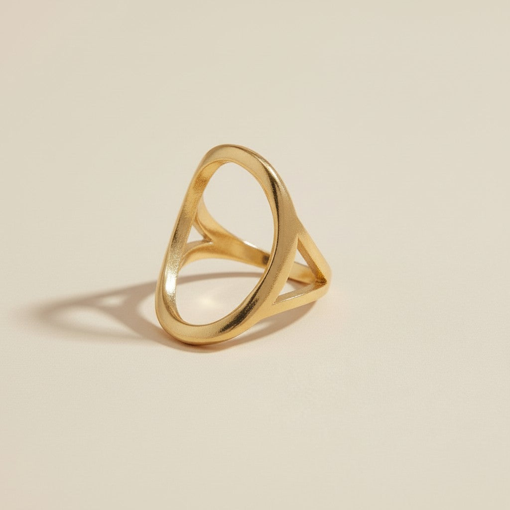 Oval Ring for Women - Geometric Statement Ring | Hypoallergenic Waterproof Jewelry