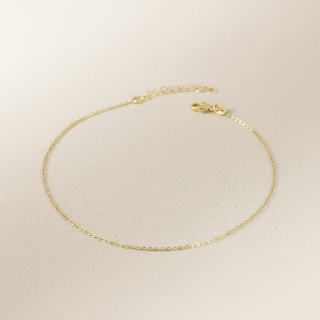 18k Gold Filled Classic Link Chain Anklet | Timeless Sophistication