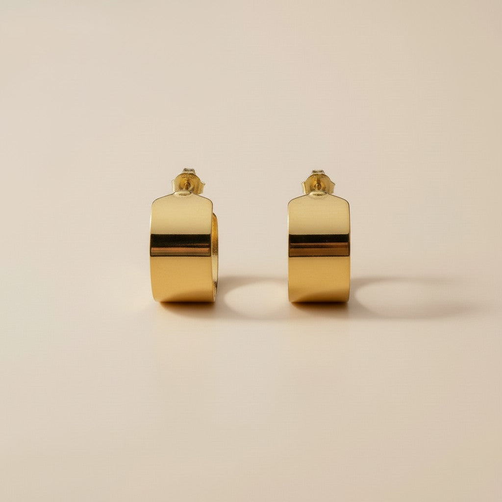 Semi Hoop Earrings for Women - Flat C Hoop Earrings | Hypoallergenic