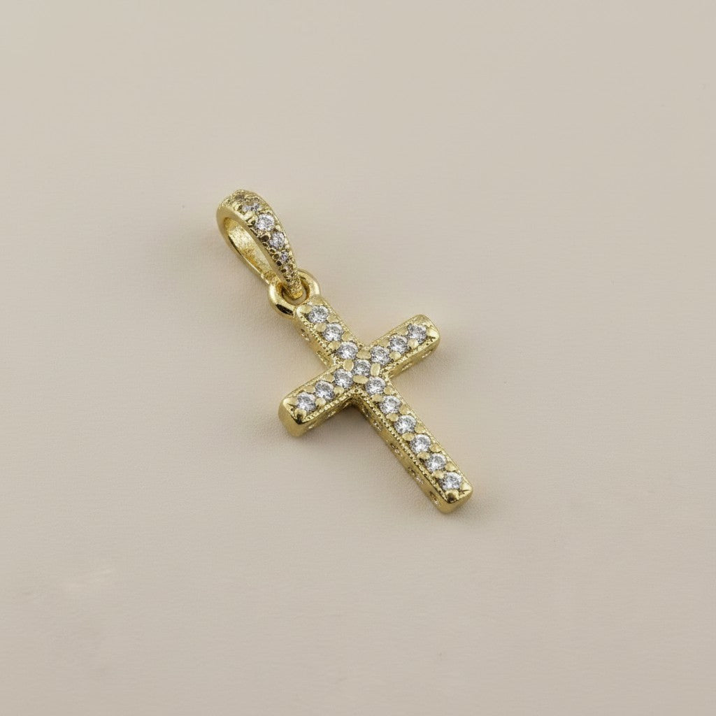 ✝️ 18k Gold Filled CZ Cross Charm — Faith in Gold. Brilliance in Every Line