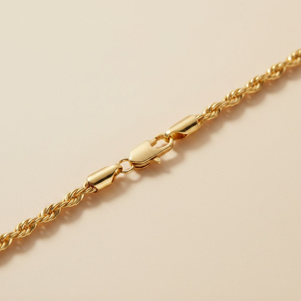 ✨ 18k Gold Filled 4mm Rope Chain Necklace — Bold Twist. Warm Gold. Five Lengths.