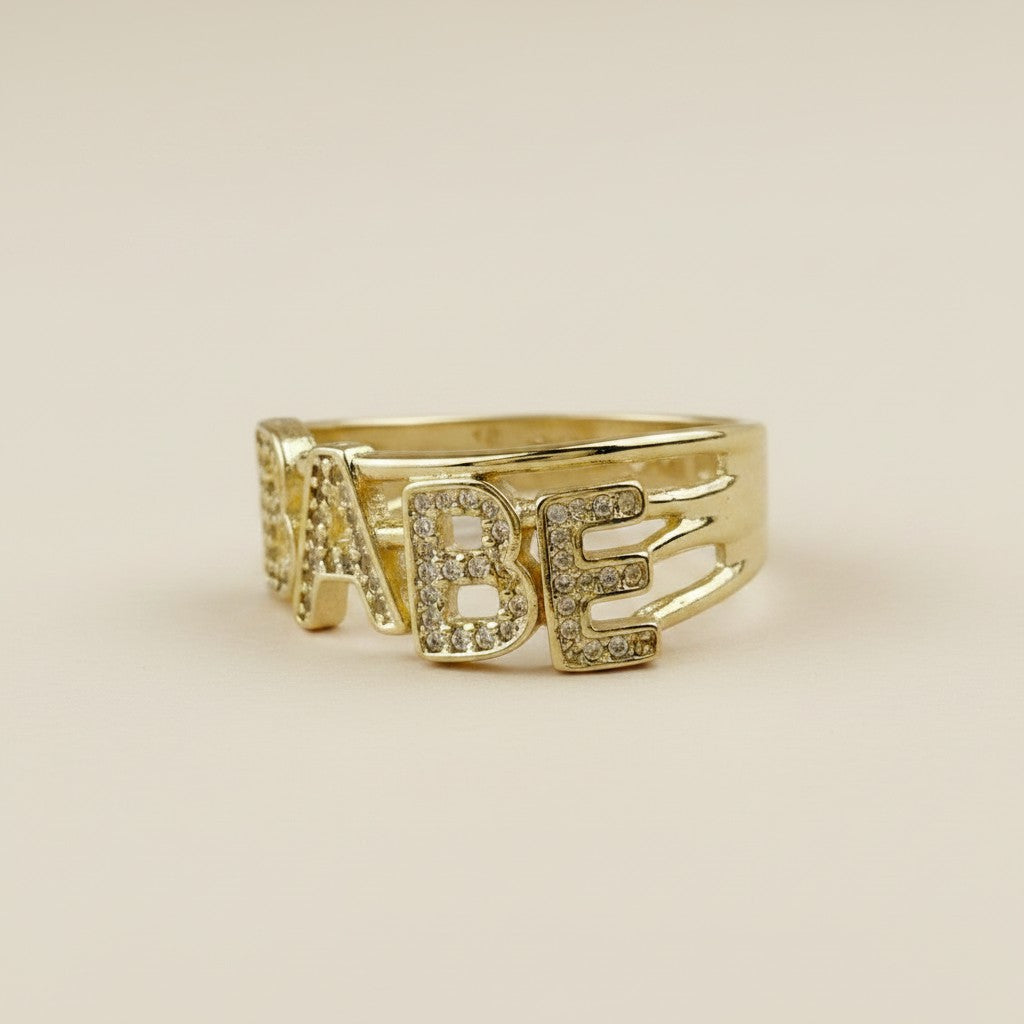 18k Gold Filled CZ "Babe" Ring | Chic & Playful Statement