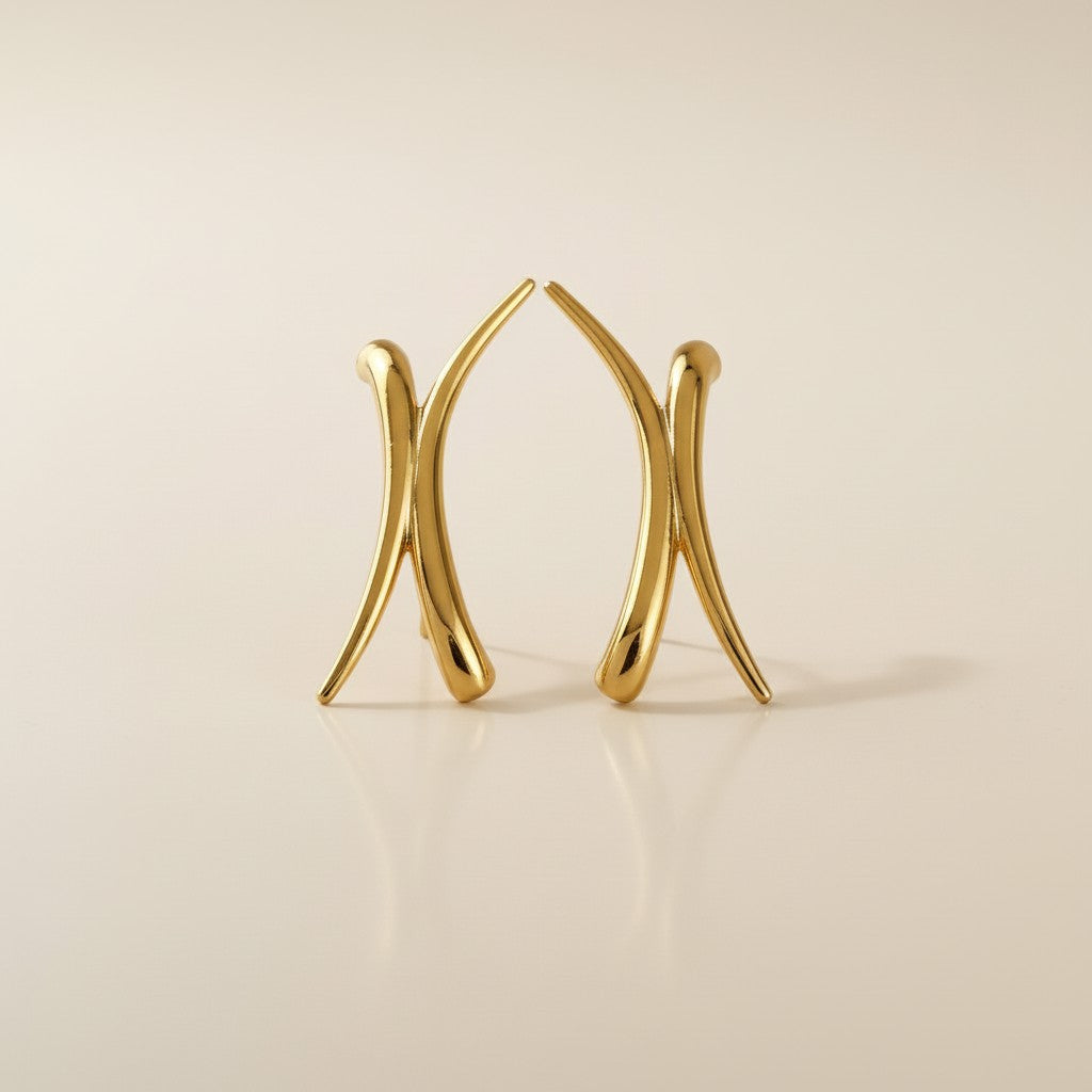 18k Gold Filled Oversized X Earrings — Sculpture You Can Wear