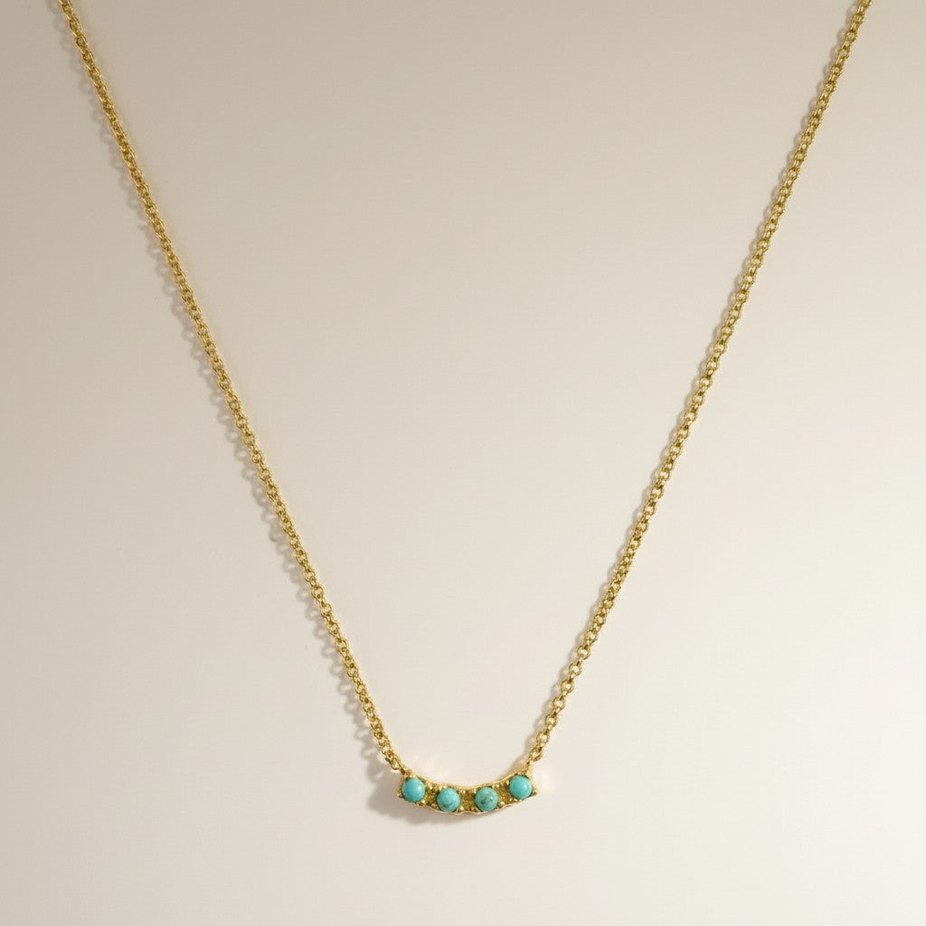 🩵 18k Gold Filled Triple Turquoise Necklace — Three Stones, One Quietly Stunning Look