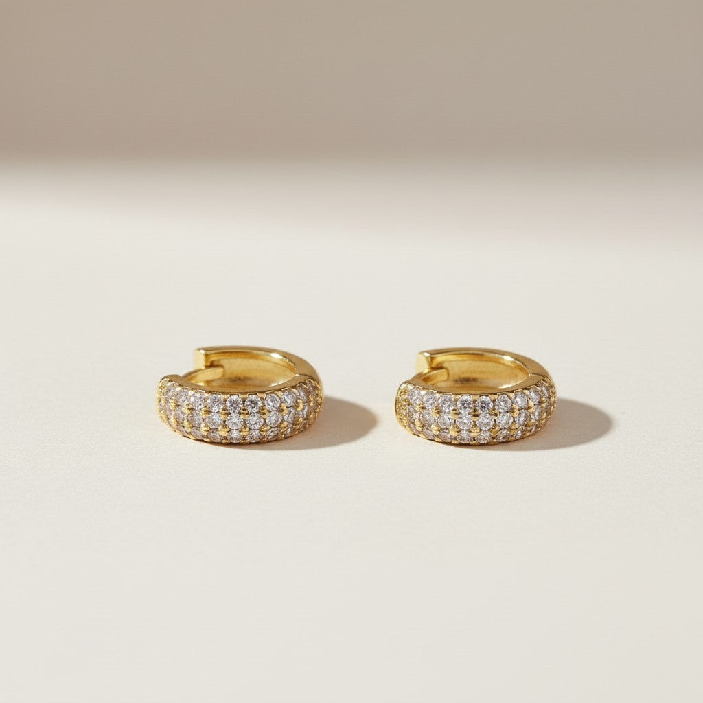 CZ Clicker Hoop Earrings - Sparkling Small Hoops with Cubic Zirconia