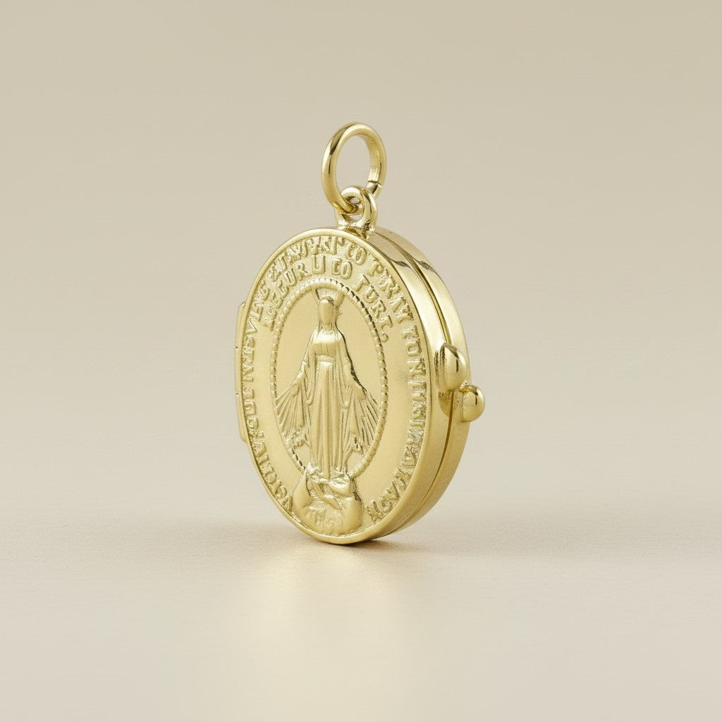 18k Gold Filled Our Lady of Grace Locket Necklace | A Meaningful Keepsake