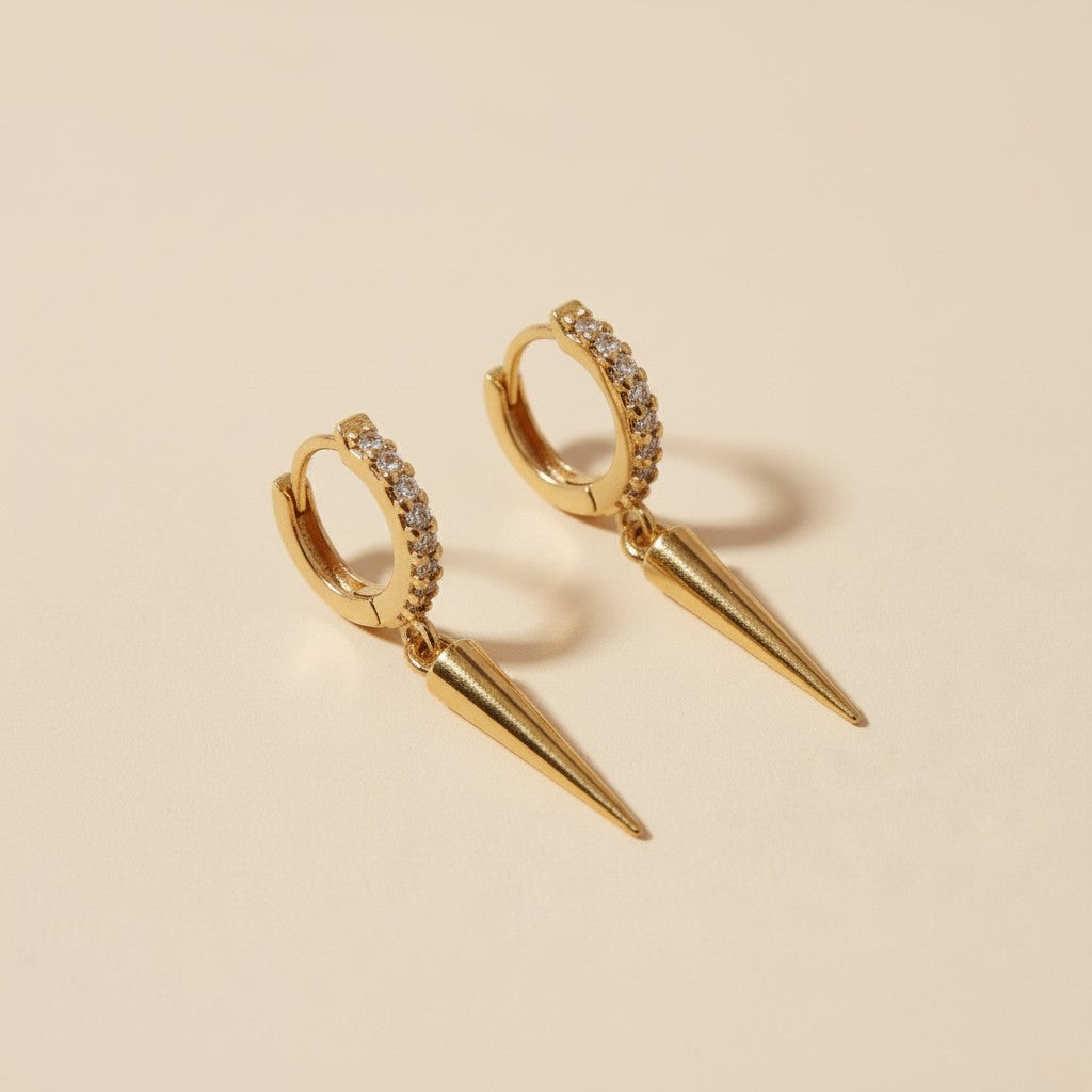 CZ Spike Hoop Earrings - Edgy Small Hoops for Women | Ear Stacking