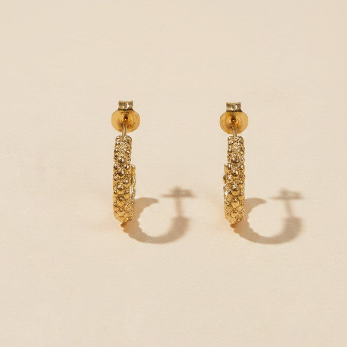 18k Gold Filled Cluster Beads Semi Hoop Earrings