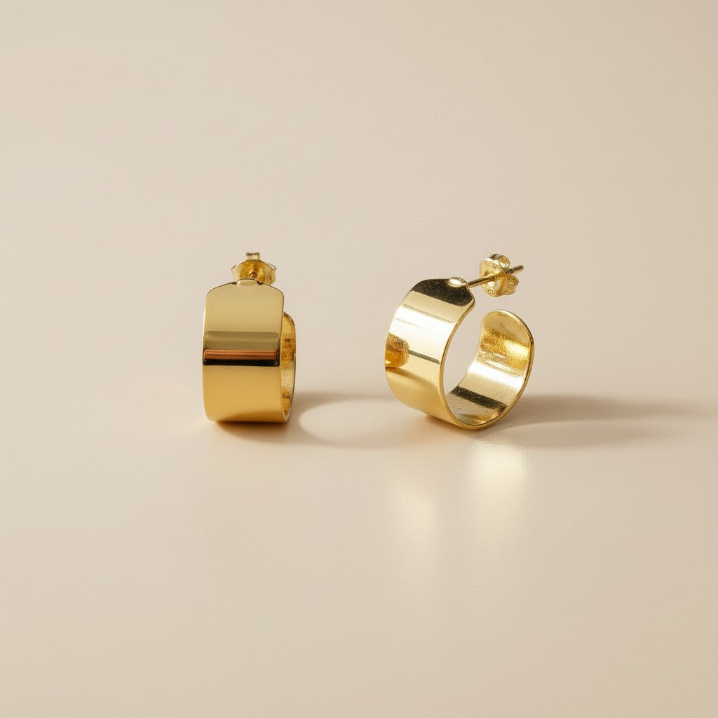 Semi Hoop Earrings for Women - Flat C Hoop Earrings | Hypoallergenic