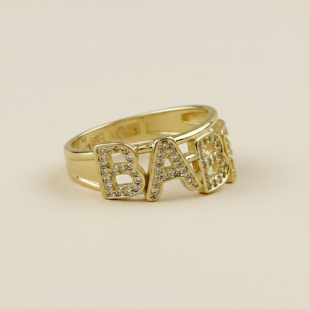 18k Gold Filled CZ "Babe" Ring | Chic & Playful Statement