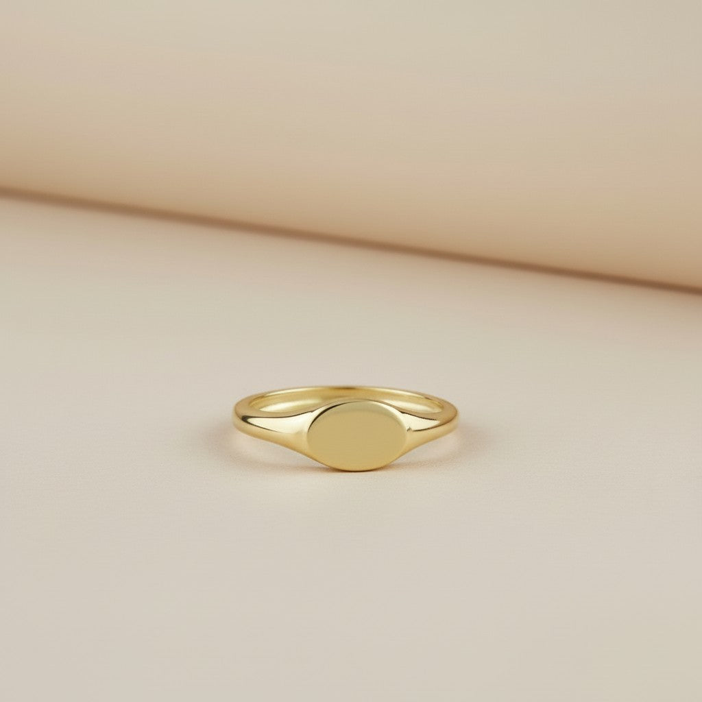 Signet Ring for Women | Classic Minimalist Statement Ring | Engravable Gold Ring