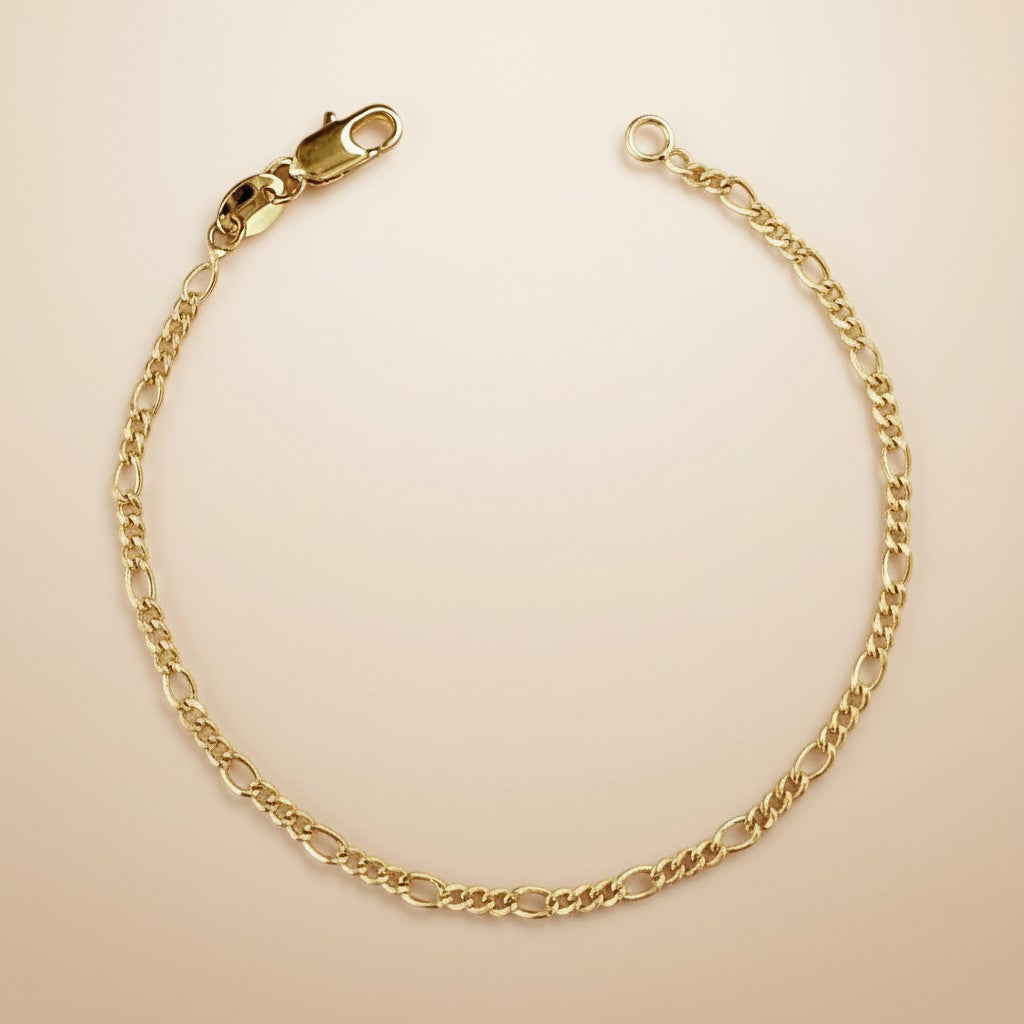 Delicate Figaro Chain Bracelet | Classic 3x1 Link Chain | Layering Bracelet | Charm Bracelet Base