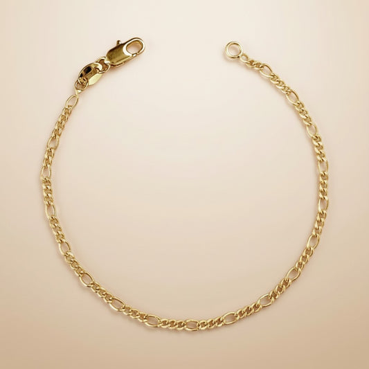 Delicate Figaro Chain Bracelet | Classic 3x1 Link Chain | Layering Bracelet | Charm Bracelet Base