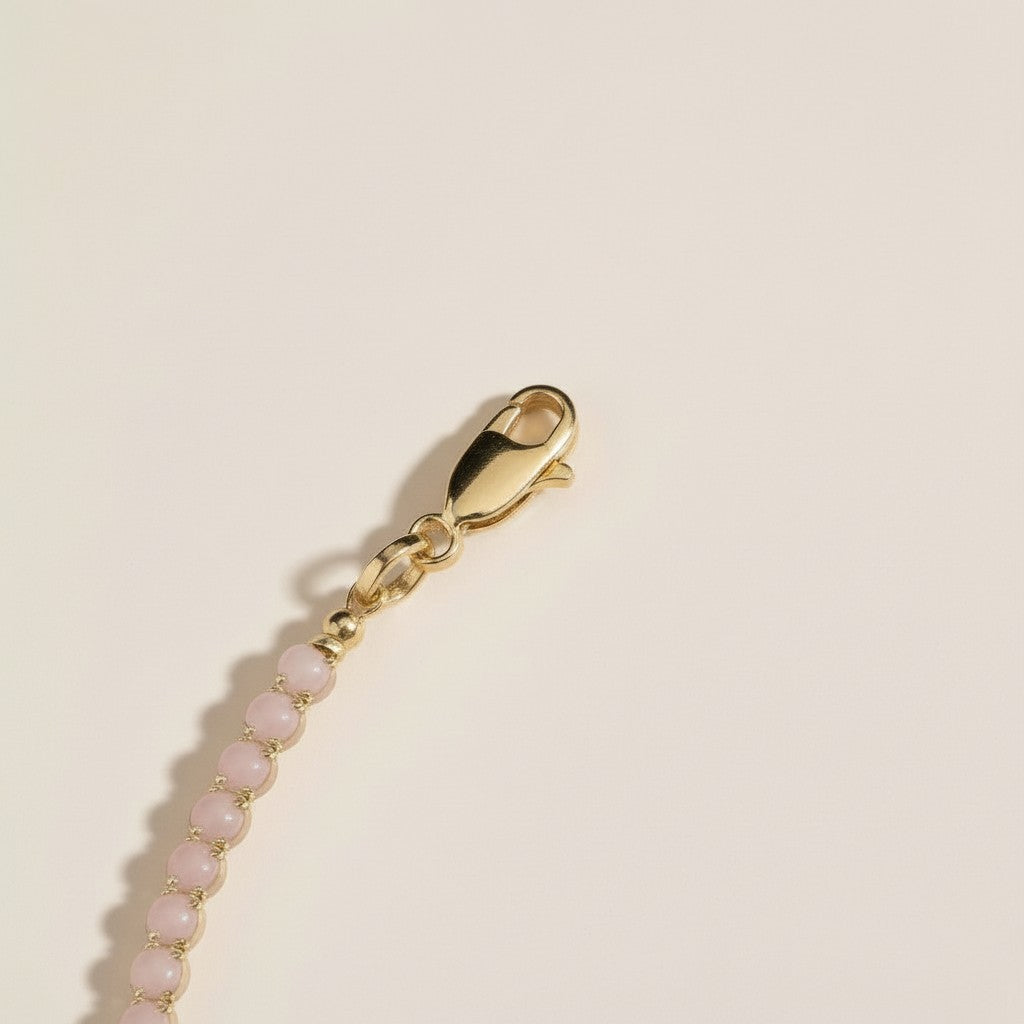 Nude Pink Cubic Zirconia Necklace | CZ Necklace for Women | Blush Pink Tennis Necklace