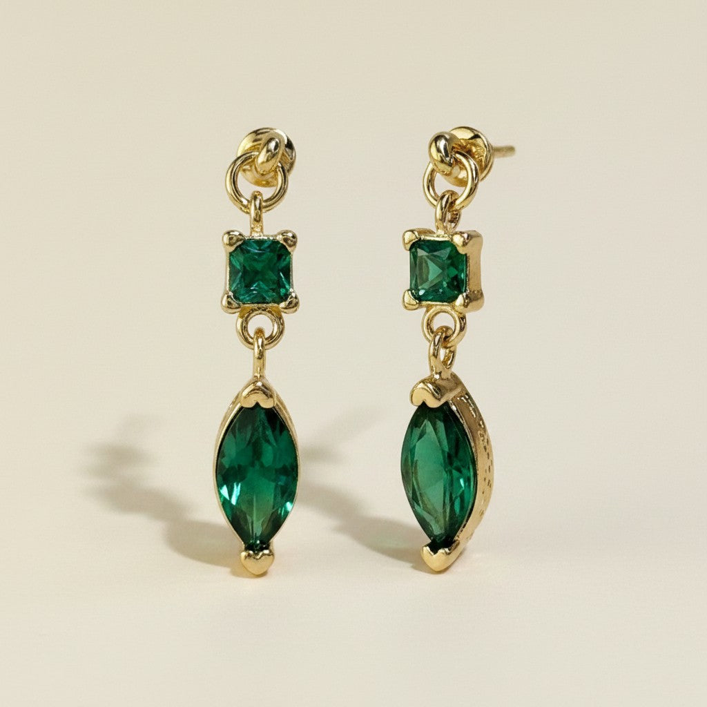 ✨ 18k Gold Filled Princess Cut & Marquise CZ Dangle Earrings — Two Cuts. One Color. Pure Royalty.